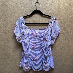 Butterfly Print Lavender Top